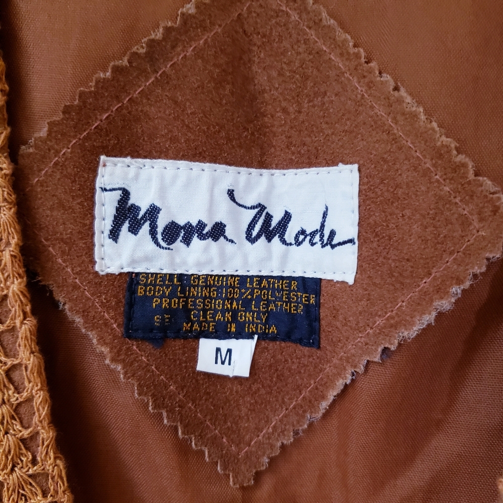 Vintage Mona Mode Tan Leather Vest - Picture 8 of 11